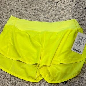 Lululemon Speed Up MR Short 4inch Lined- Highlighter Yellow